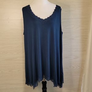 Lace-Trim Swing Tank blue